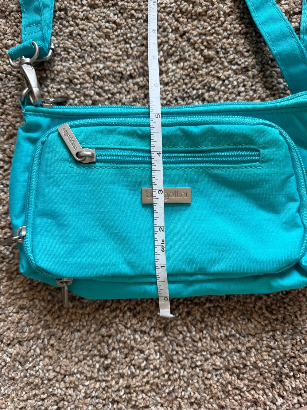 BAGGALLINI Bright Teal Turquoise Small Nylon Zippered Crossbody Shoulder Bag